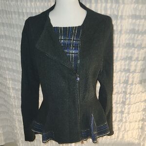 Anthropologie Black and Blue Plaid Blazer